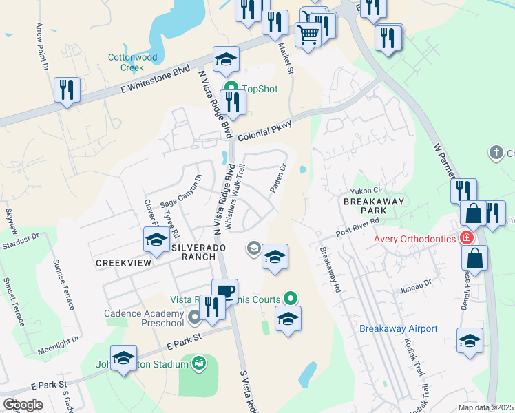 map of restaurants, bars, coffee shops, grocery stores, and more near 2515 Henry Rifle Road in Cedar Park