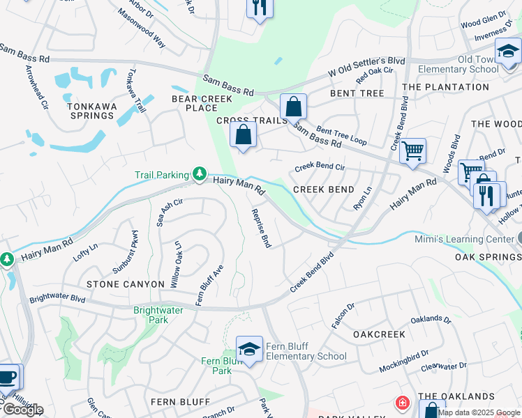 map of restaurants, bars, coffee shops, grocery stores, and more near 2532 Soprano Way in Austin