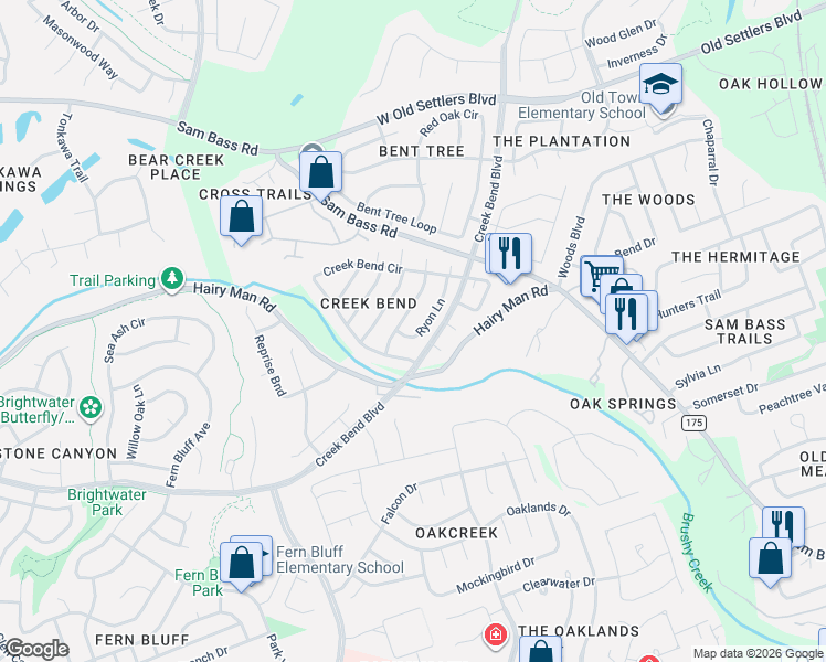 map of restaurants, bars, coffee shops, grocery stores, and more near 1716 Zimmerman Lane in Round Rock