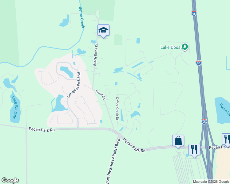 map of restaurants, bars, coffee shops, grocery stores, and more near 15864 Canoe Creek Drive in Jacksonville