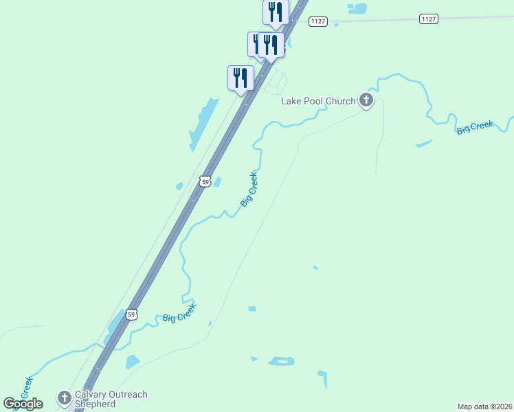 map of restaurants, bars, coffee shops, grocery stores, and more near 1271 Lake Pool Road in Shepherd