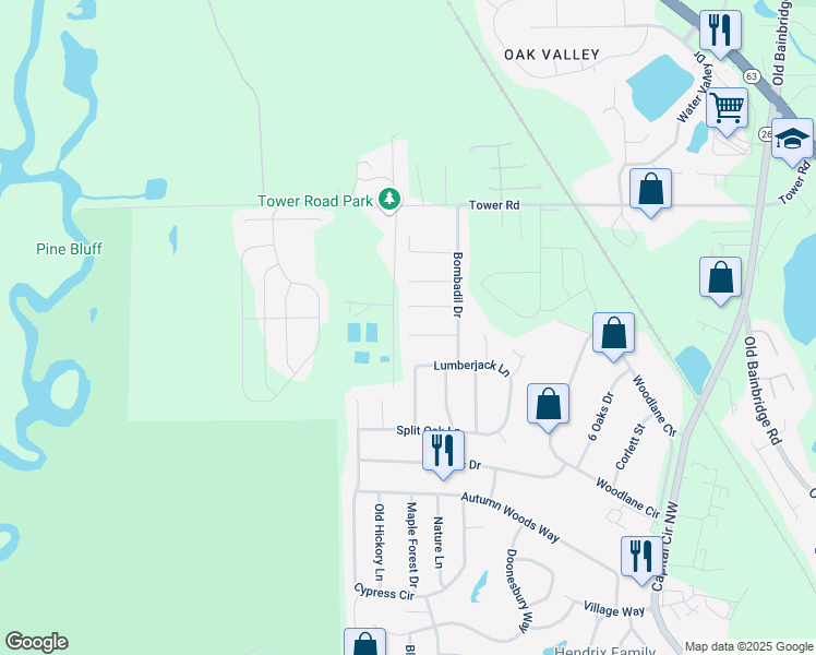 map of restaurants, bars, coffee shops, grocery stores, and more near 5798 Eunice Court in Tallahassee