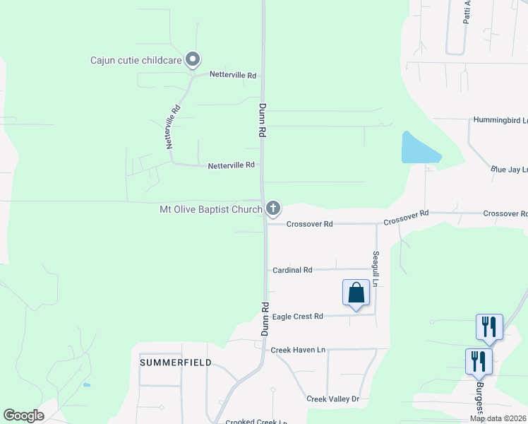 map of restaurants, bars, coffee shops, grocery stores, and more near 31391 Dunn Road in Denham Springs