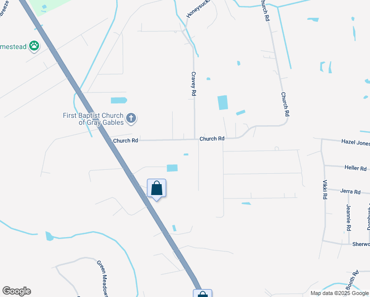 map of restaurants, bars, coffee shops, grocery stores, and more near 54138 Church Road in Callahan
