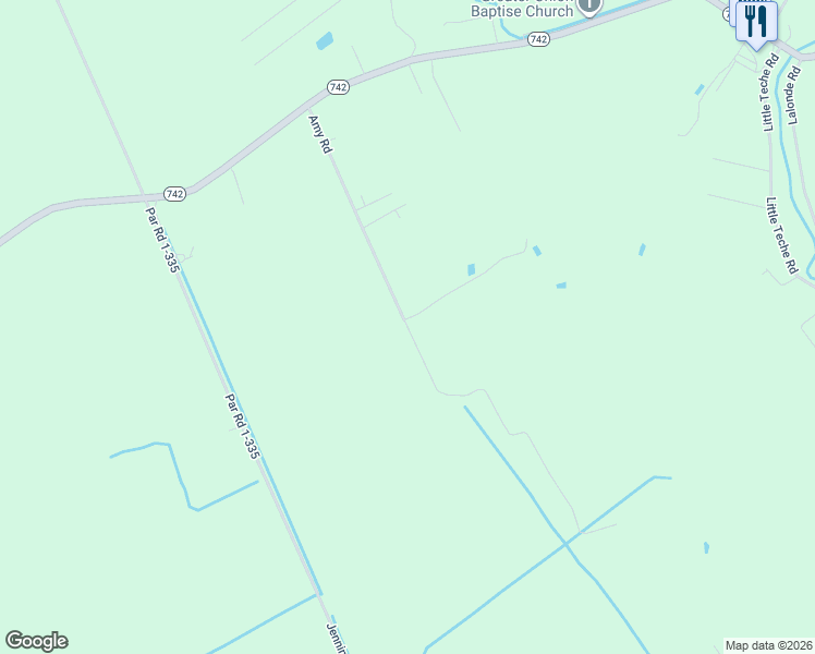 map of restaurants, bars, coffee shops, grocery stores, and more near Amy Road in Opelousas