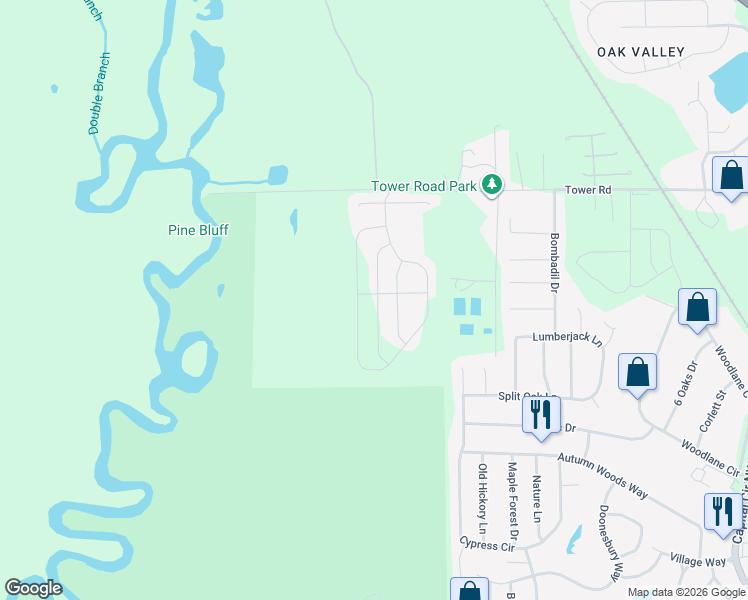 map of restaurants, bars, coffee shops, grocery stores, and more near 6557 Rivers Bank Way in Tallahassee