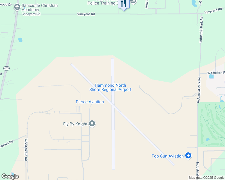 map of restaurants, bars, coffee shops, grocery stores, and more near 600 North Airport Road in Hammond