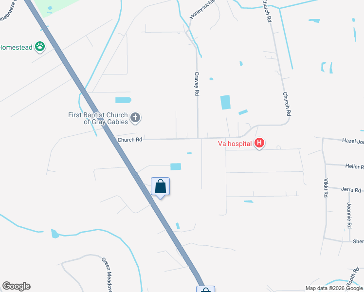 map of restaurants, bars, coffee shops, grocery stores, and more near 54120 Church Road in Callahan