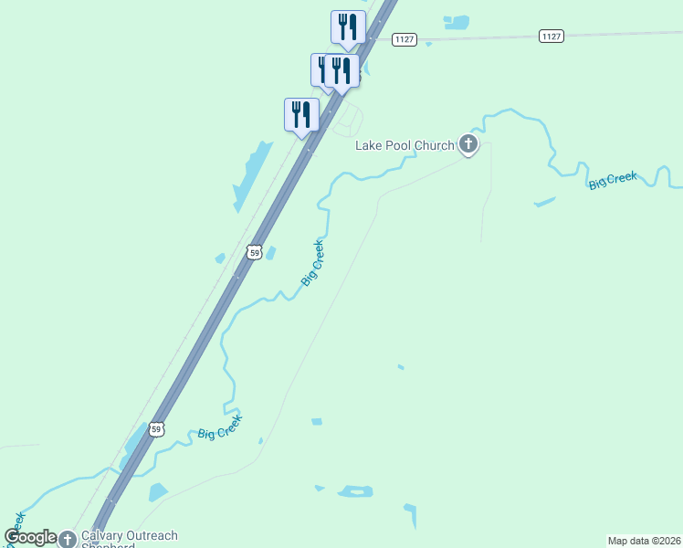 map of restaurants, bars, coffee shops, grocery stores, and more near 1271 Lake Pool Road in Shepherd