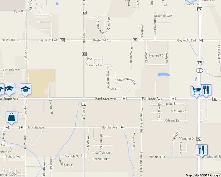 map of restaurants, bars, coffee shops, grocery stores, and more near Swaying Willow Avenue in Fairhope