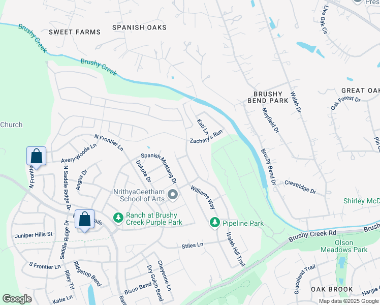 map of restaurants, bars, coffee shops, grocery stores, and more near 406 Walsh Hill Trail in Cedar Park