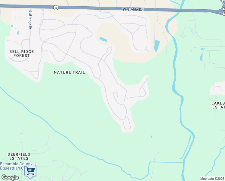 map of restaurants, bars, coffee shops, grocery stores, and more near 5561 Silverbell Court in Pensacola