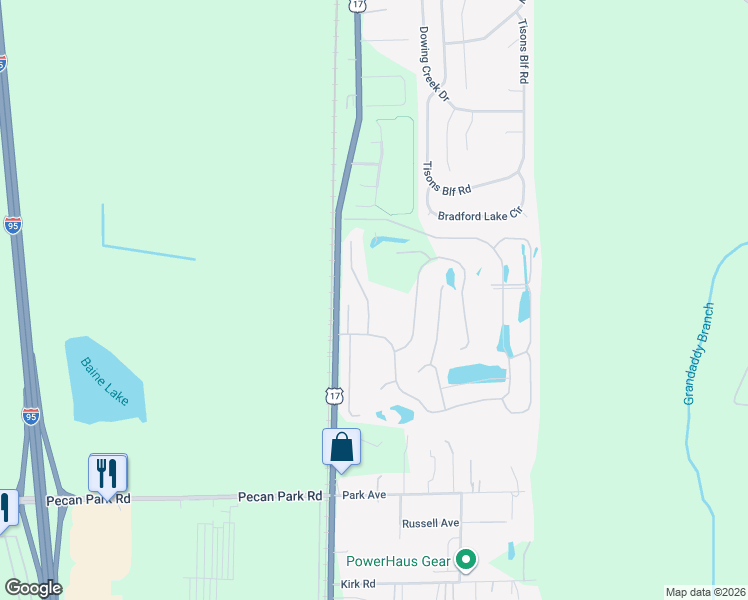 map of restaurants, bars, coffee shops, grocery stores, and more near 15745 Jim Court in Jacksonville