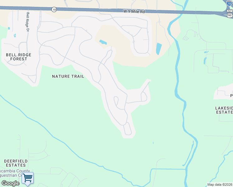 map of restaurants, bars, coffee shops, grocery stores, and more near 5561 Silverbell Court in Pensacola