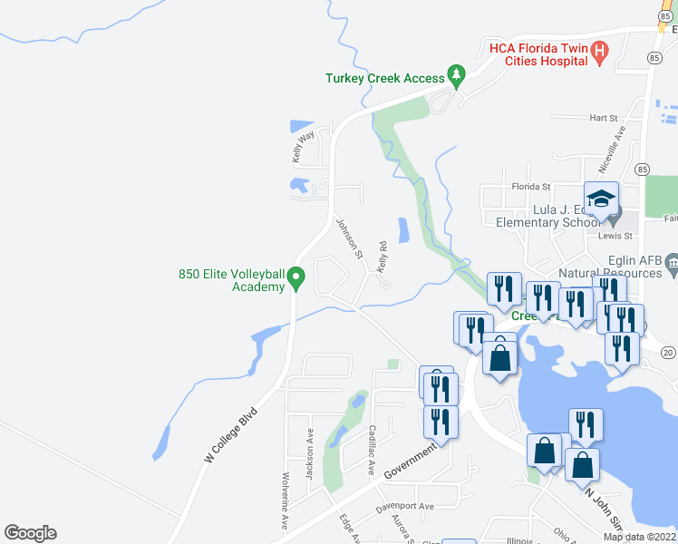 map of restaurants, bars, coffee shops, grocery stores, and more near 500 Kelly Mill Road in Valparaiso