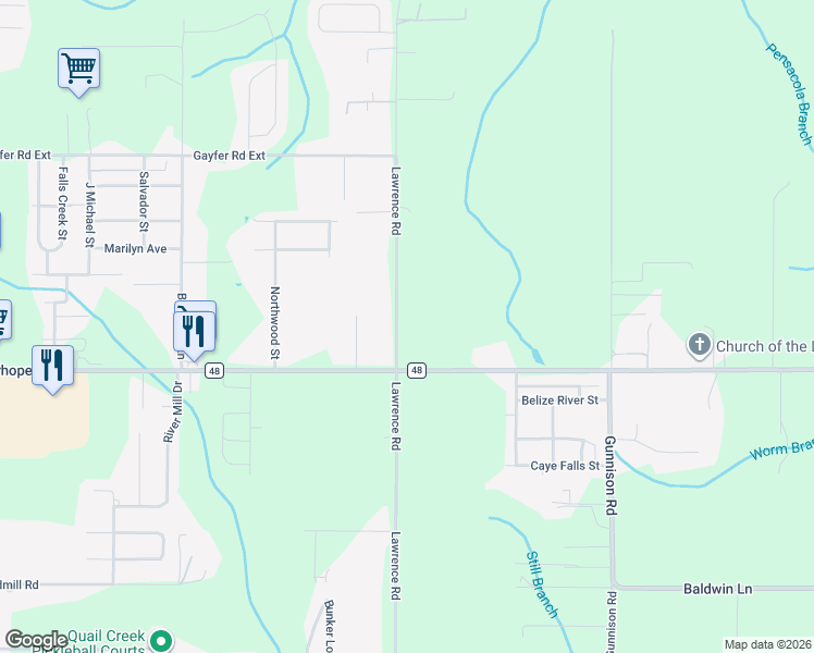 map of restaurants, bars, coffee shops, grocery stores, and more near 20600 Lawrence Road in Fairhope
