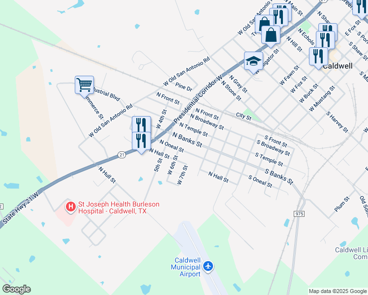map of restaurants, bars, coffee shops, grocery stores, and more near 506 North Oneal Street in Caldwell