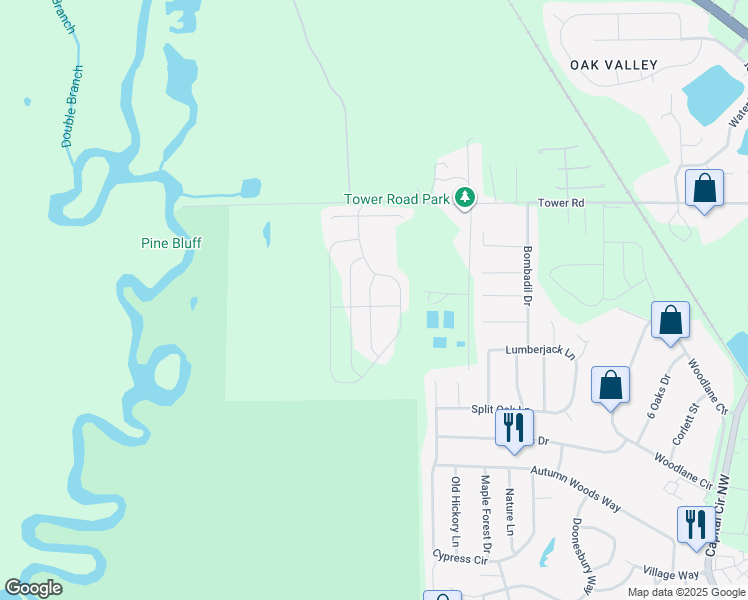 map of restaurants, bars, coffee shops, grocery stores, and more near 6524 Rivers Bank Way in Tallahassee