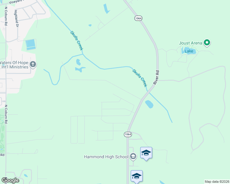 map of restaurants, bars, coffee shops, grocery stores, and more near 20619 Soley Lane in Hammond