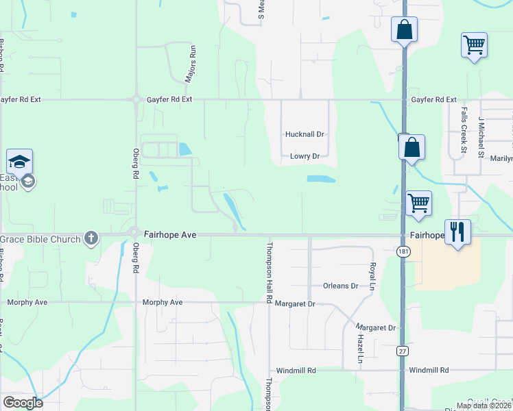 map of restaurants, bars, coffee shops, grocery stores, and more near 9511 Fairhope Avenue in Fairhope