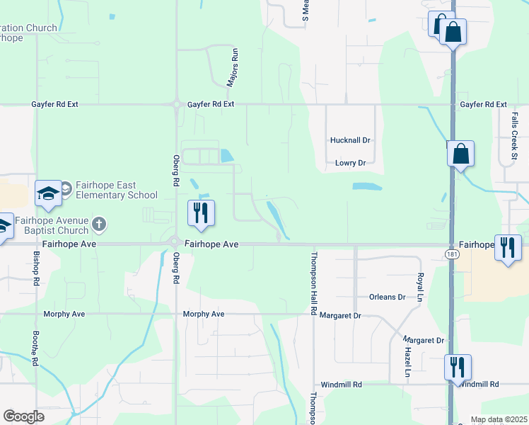 map of restaurants, bars, coffee shops, grocery stores, and more near 610 Weeping Willow Street in Fairhope