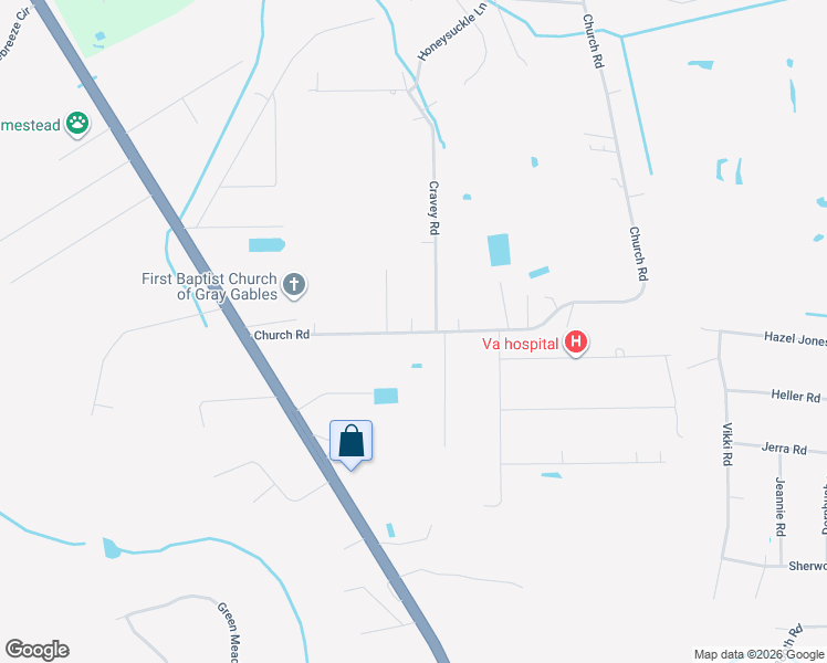 map of restaurants, bars, coffee shops, grocery stores, and more near 54120 Church Road in Callahan