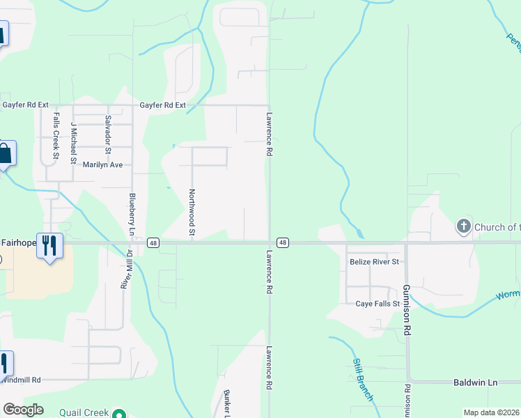 map of restaurants, bars, coffee shops, grocery stores, and more near 20600 Lawrence Road in Fairhope