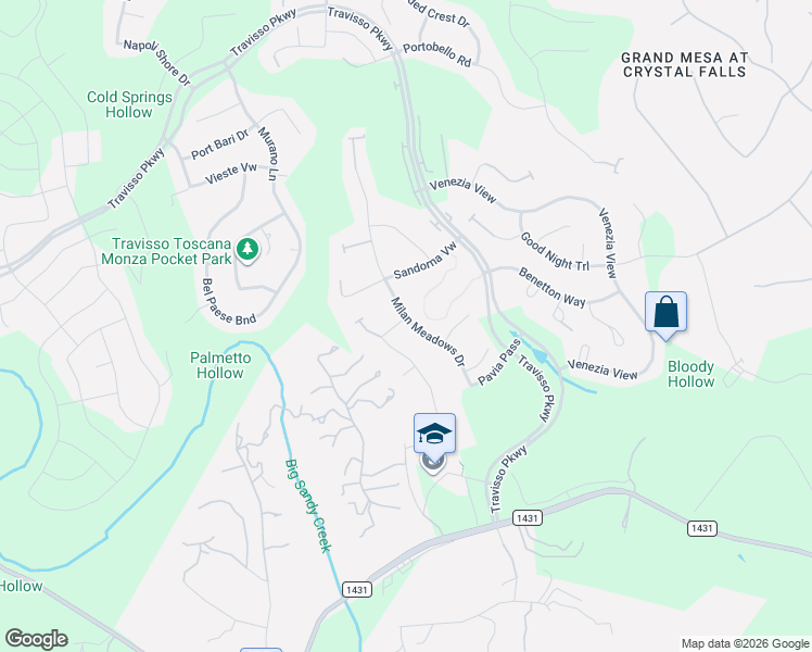 map of restaurants, bars, coffee shops, grocery stores, and more near 4300 Mezzaluna Pass in Leander