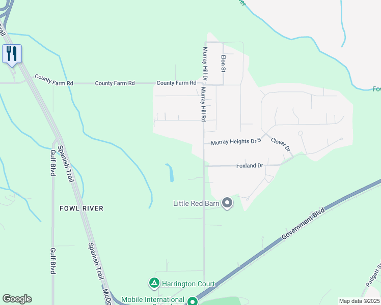map of restaurants, bars, coffee shops, grocery stores, and more near 7900 Murray Hill Road in Irvington