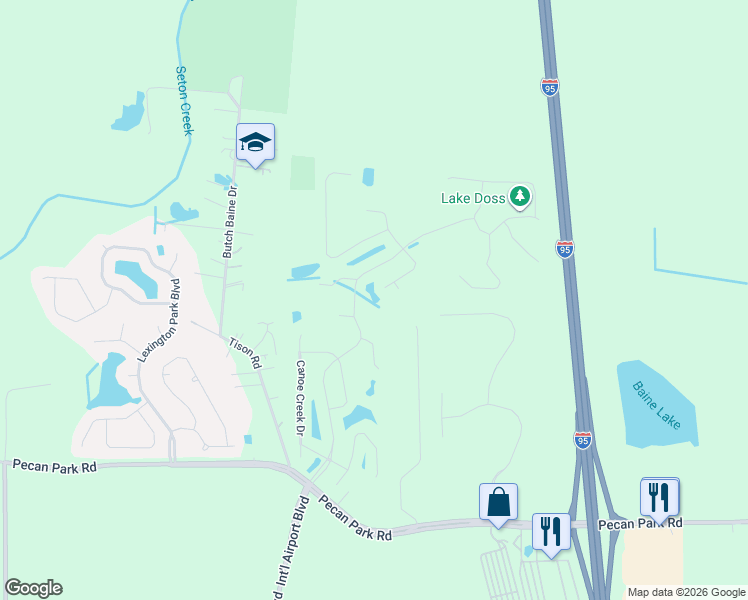 map of restaurants, bars, coffee shops, grocery stores, and more near 15909 Bainebridge Drive in Jacksonville
