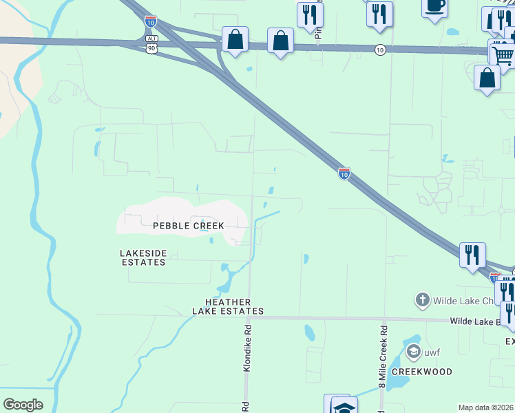 map of restaurants, bars, coffee shops, grocery stores, and more near 4410 Youpon Road in Pensacola