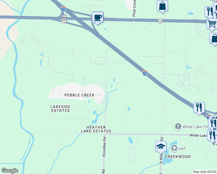 map of restaurants, bars, coffee shops, grocery stores, and more near 4410 Youpon Road in Pensacola