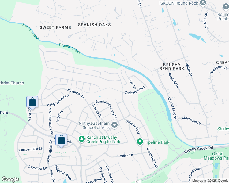 map of restaurants, bars, coffee shops, grocery stores, and more near 4412 Zachary's Run in Cedar Park