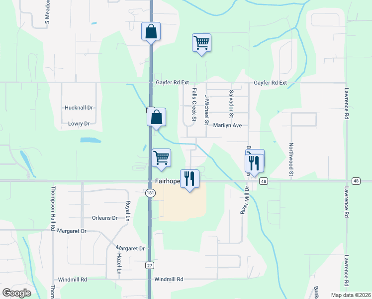 map of restaurants, bars, coffee shops, grocery stores, and more near 320 Knollwood Avenue in Fairhope