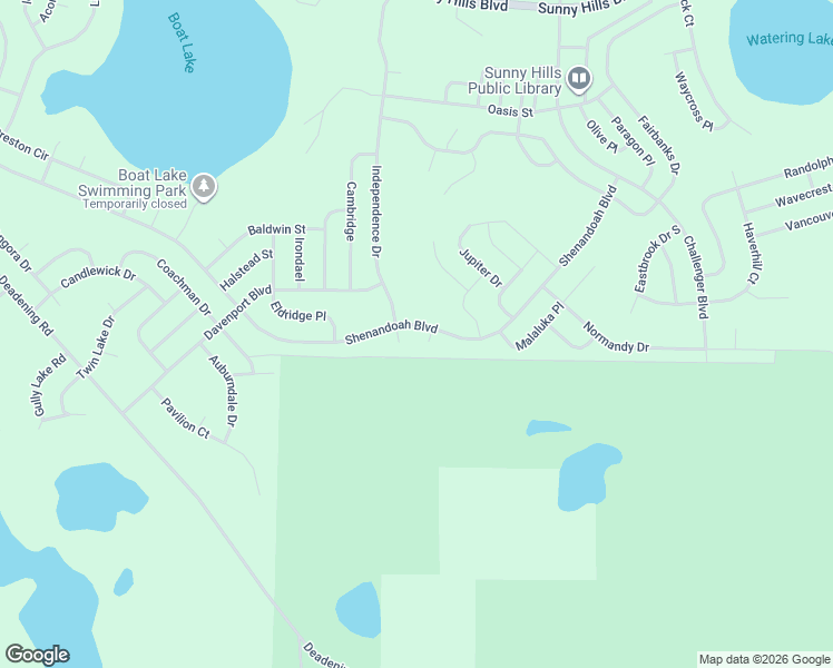 map of restaurants, bars, coffee shops, grocery stores, and more near Shenandoah Boulevard in Chipley