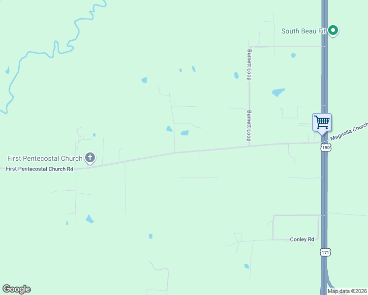 map of restaurants, bars, coffee shops, grocery stores, and more near 520 1st Pentecostal Church Road in Longville