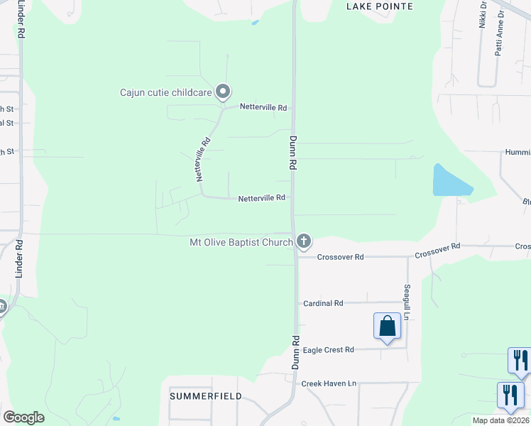 map of restaurants, bars, coffee shops, grocery stores, and more near 31543 Netterville Road in Denham Springs