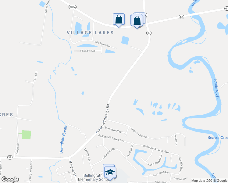 map of restaurants, bars, coffee shops, grocery stores, and more near 18137 Greenwell Springs Road in Central
