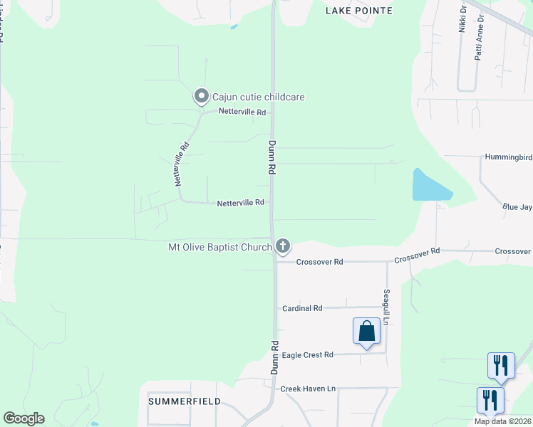 map of restaurants, bars, coffee shops, grocery stores, and more near 31881 Dunn Road in Denham Springs