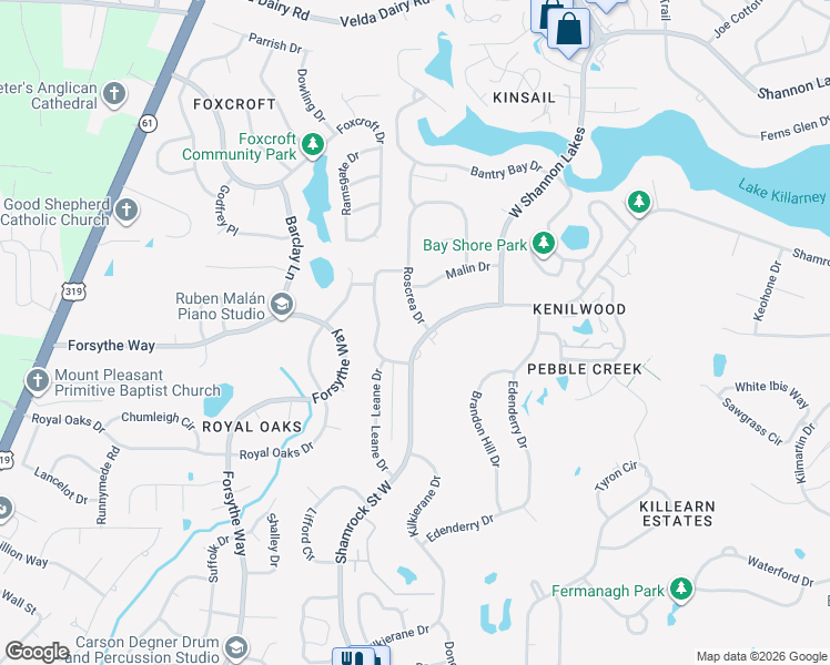 map of restaurants, bars, coffee shops, grocery stores, and more near 3908 Shamrock Street West in Tallahassee