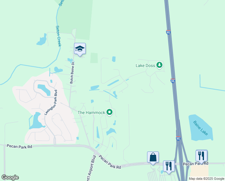 map of restaurants, bars, coffee shops, grocery stores, and more near 15909 Bainebridge Drive in Jacksonville