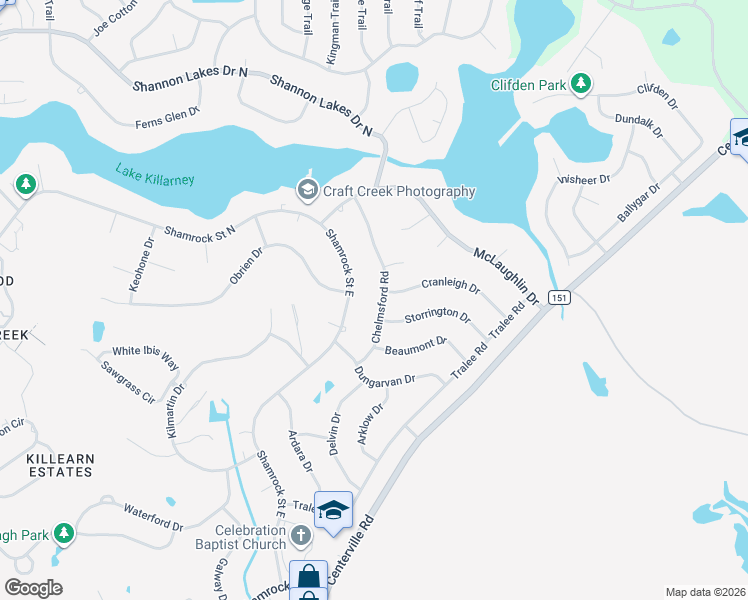 map of restaurants, bars, coffee shops, grocery stores, and more near 4131 Chelmsford Road in Tallahassee