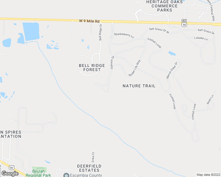 map of restaurants, bars, coffee shops, grocery stores, and more near 5997 Dahoon Drive in Pensacola