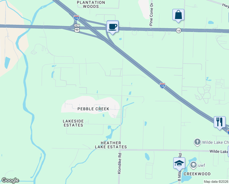 map of restaurants, bars, coffee shops, grocery stores, and more near 4410 Youpon Road in Pensacola