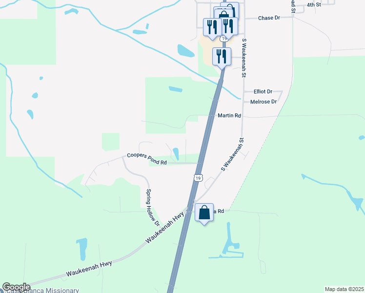 map of restaurants, bars, coffee shops, grocery stores, and more near 1485 Hampton Place in Monticello