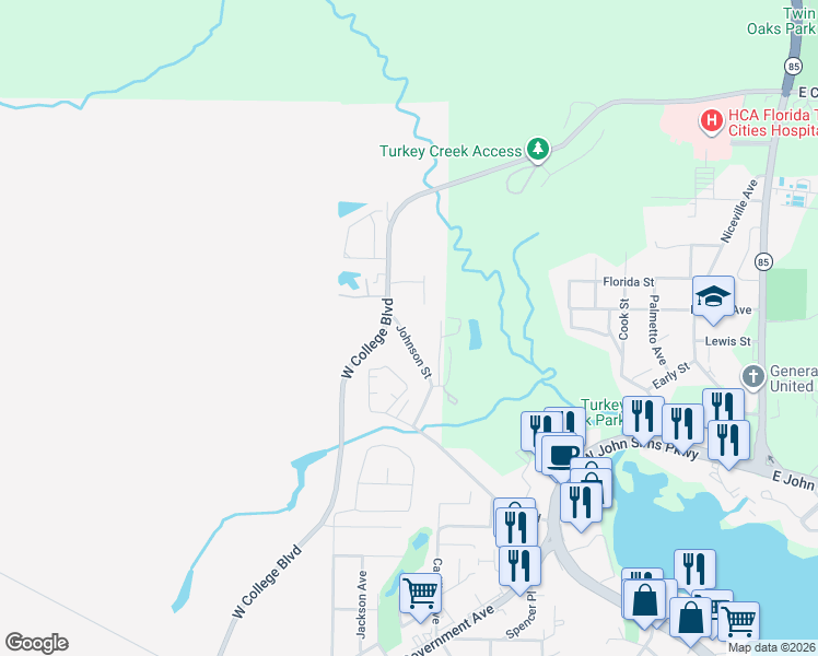 map of restaurants, bars, coffee shops, grocery stores, and more near 517 Johnson Street in Valparaiso