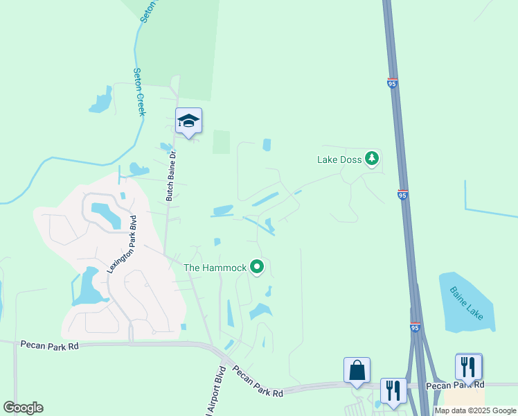 map of restaurants, bars, coffee shops, grocery stores, and more near 15909 Bainebridge Drive in Jacksonville