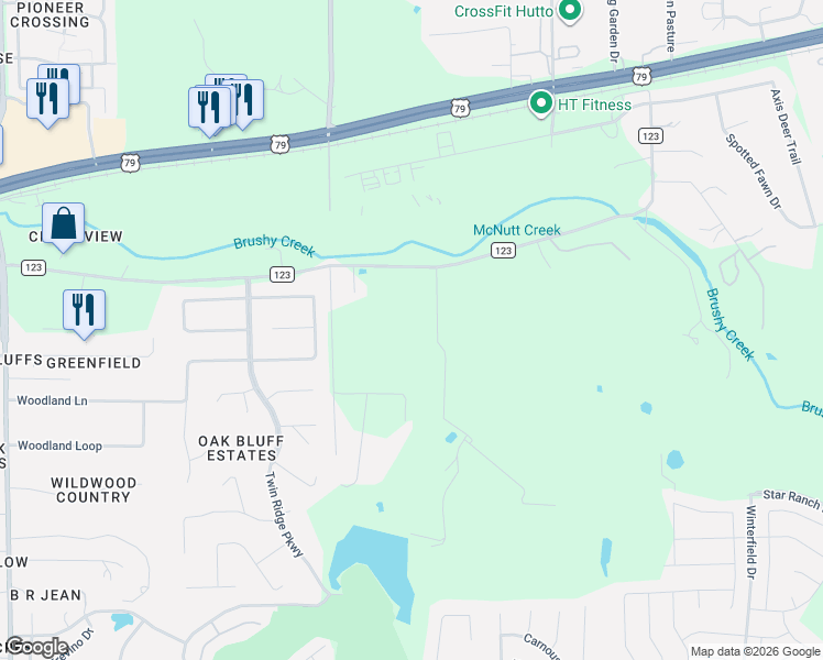 map of restaurants, bars, coffee shops, grocery stores, and more near 4259 County Road 123 in Round Rock