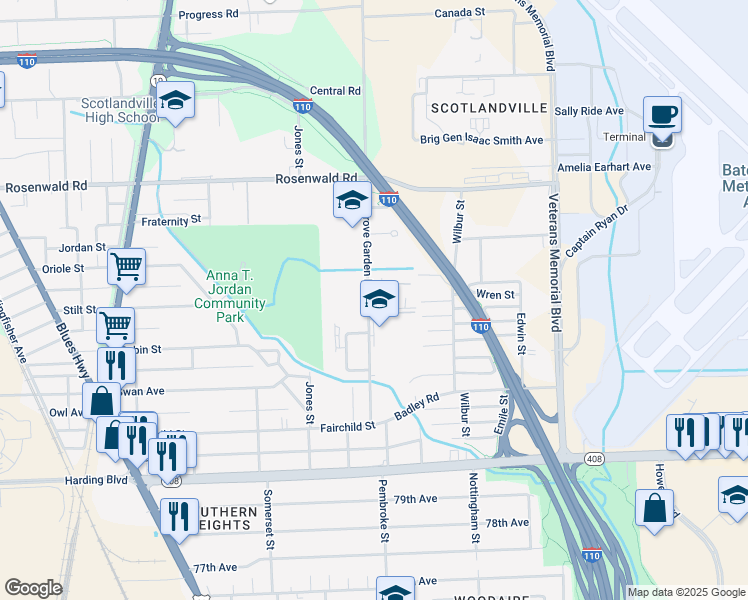 map of restaurants, bars, coffee shops, grocery stores, and more near 8778 Elm Grove Garden Drive in Baton Rouge