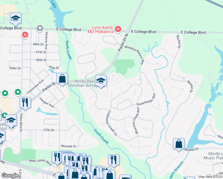 map of restaurants, bars, coffee shops, grocery stores, and more near 1311 Limestone Creek Cove in Niceville
